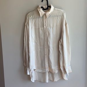 ZARA Button Up Faux Silk